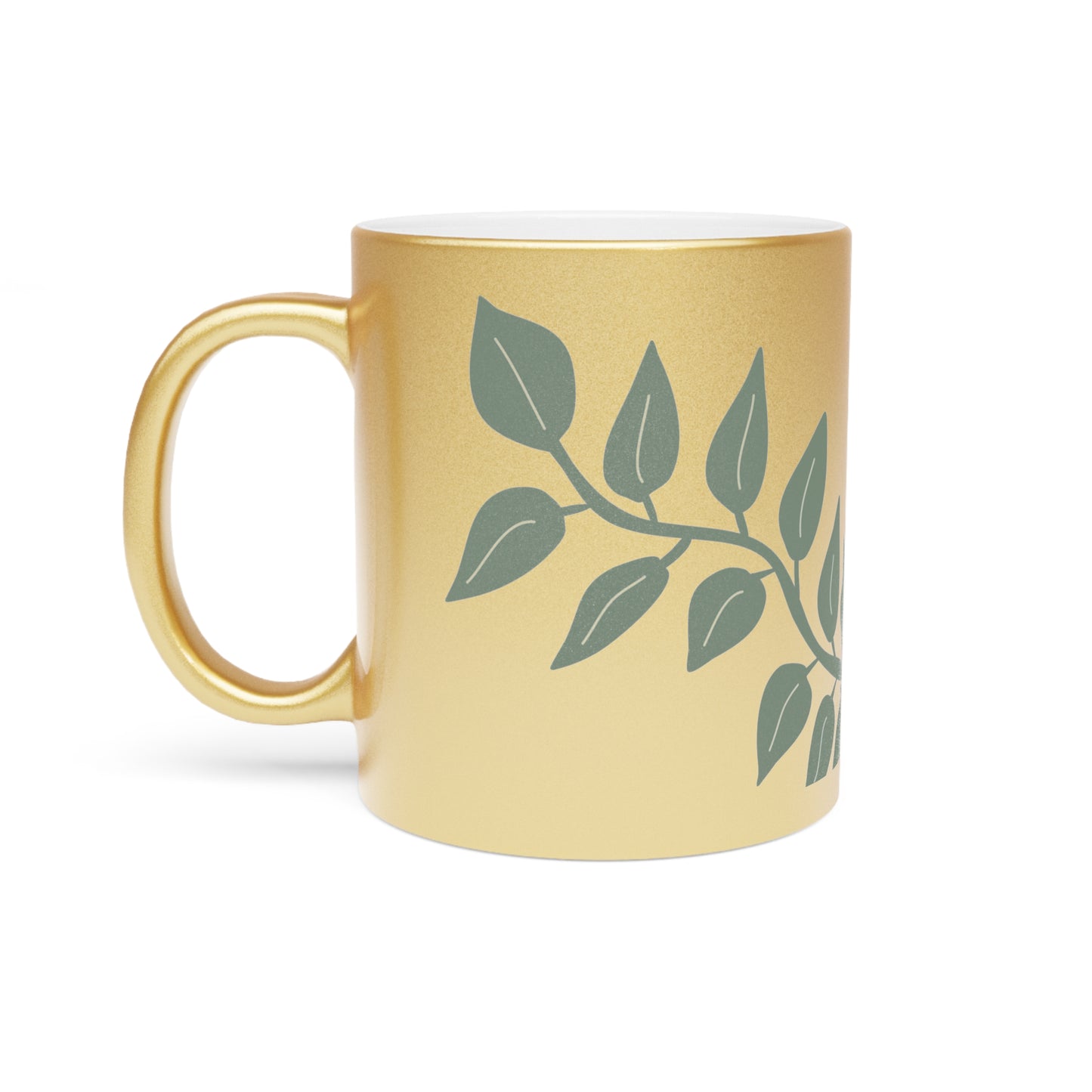 Nature-Inspired Metallic Mug - Elegant Silver/Gold Design