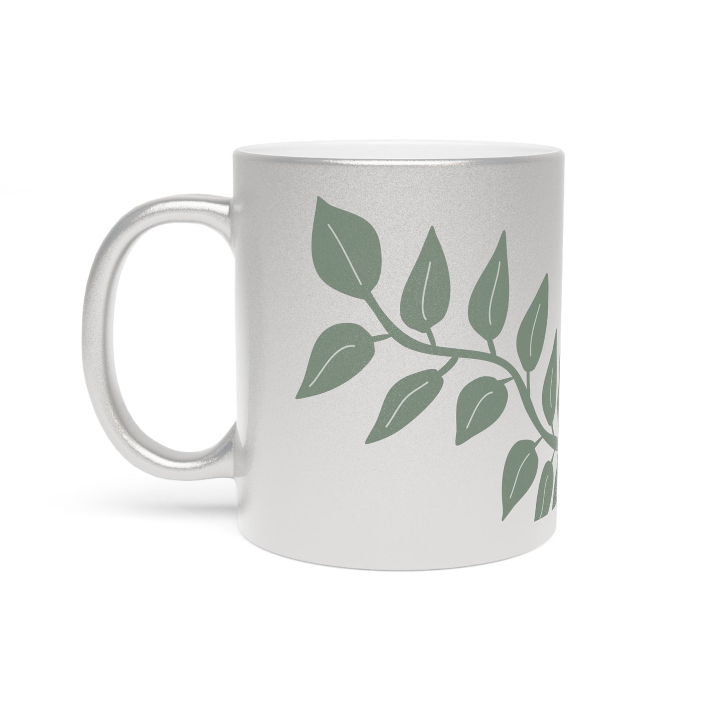 Nature-Inspired Metallic Mug - Elegant Silver/Gold Design