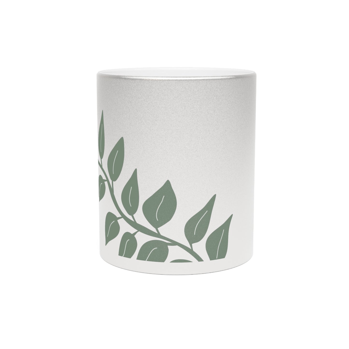 Nature-Inspired Metallic Mug - Elegant Silver/Gold Design