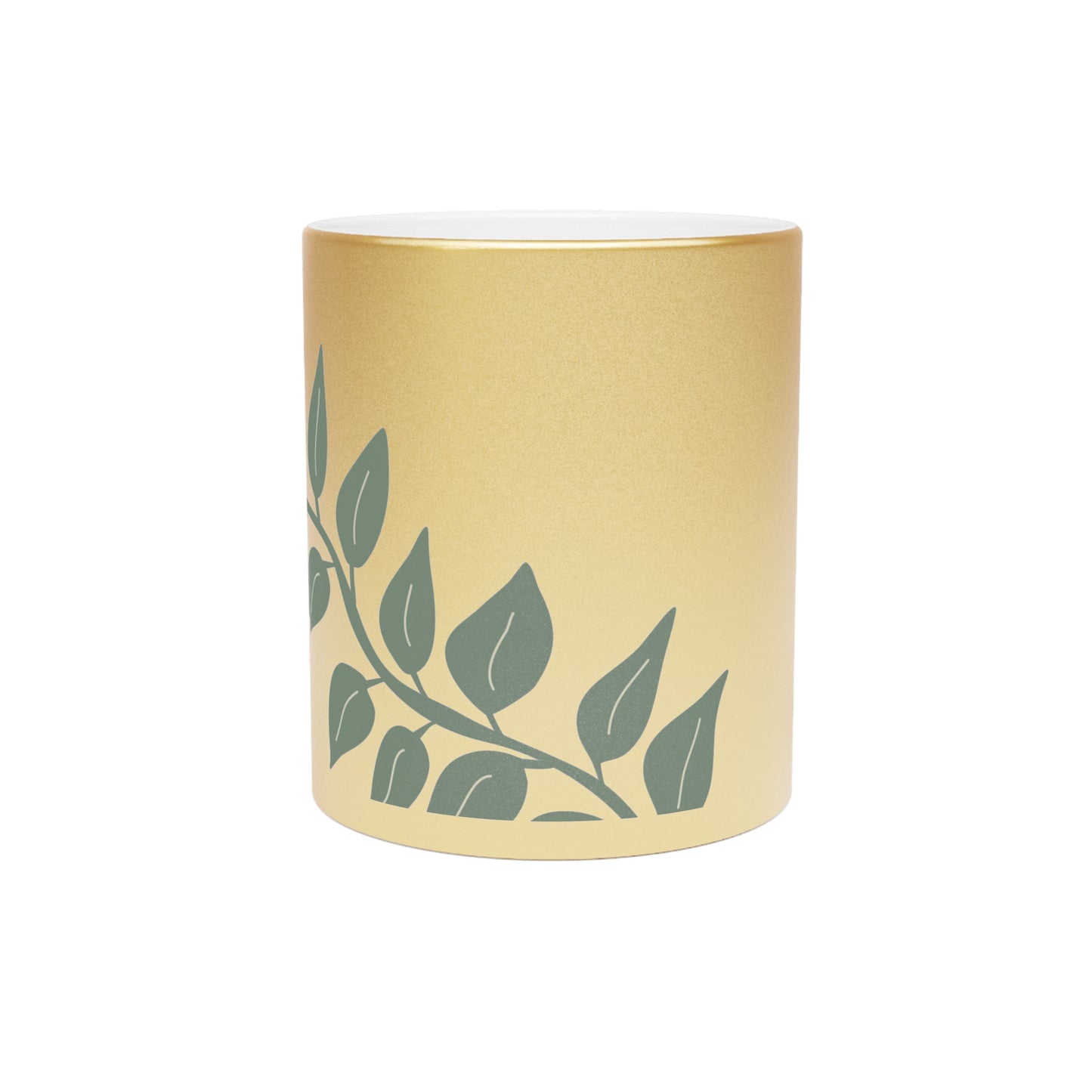 Nature-Inspired Metallic Mug - Elegant Silver/Gold Design