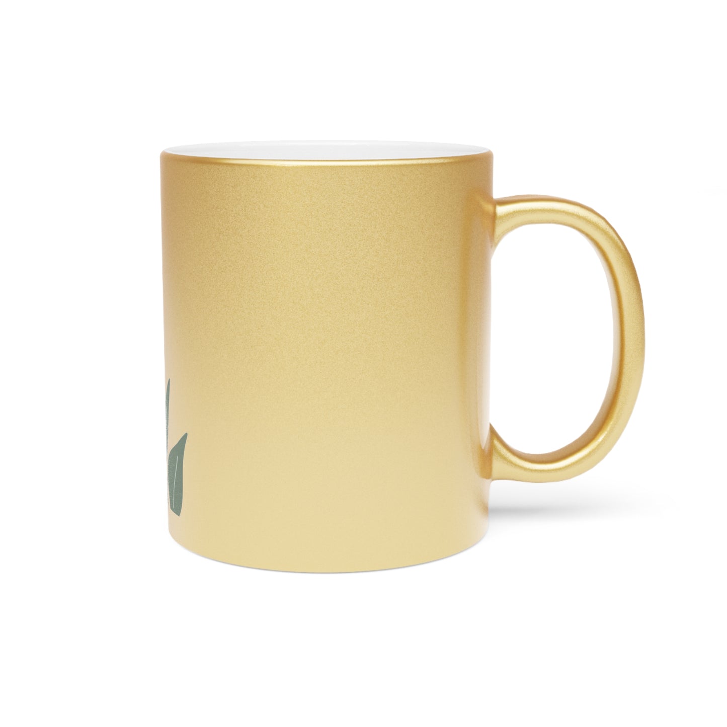 Nature-Inspired Metallic Mug - Elegant Silver/Gold Design