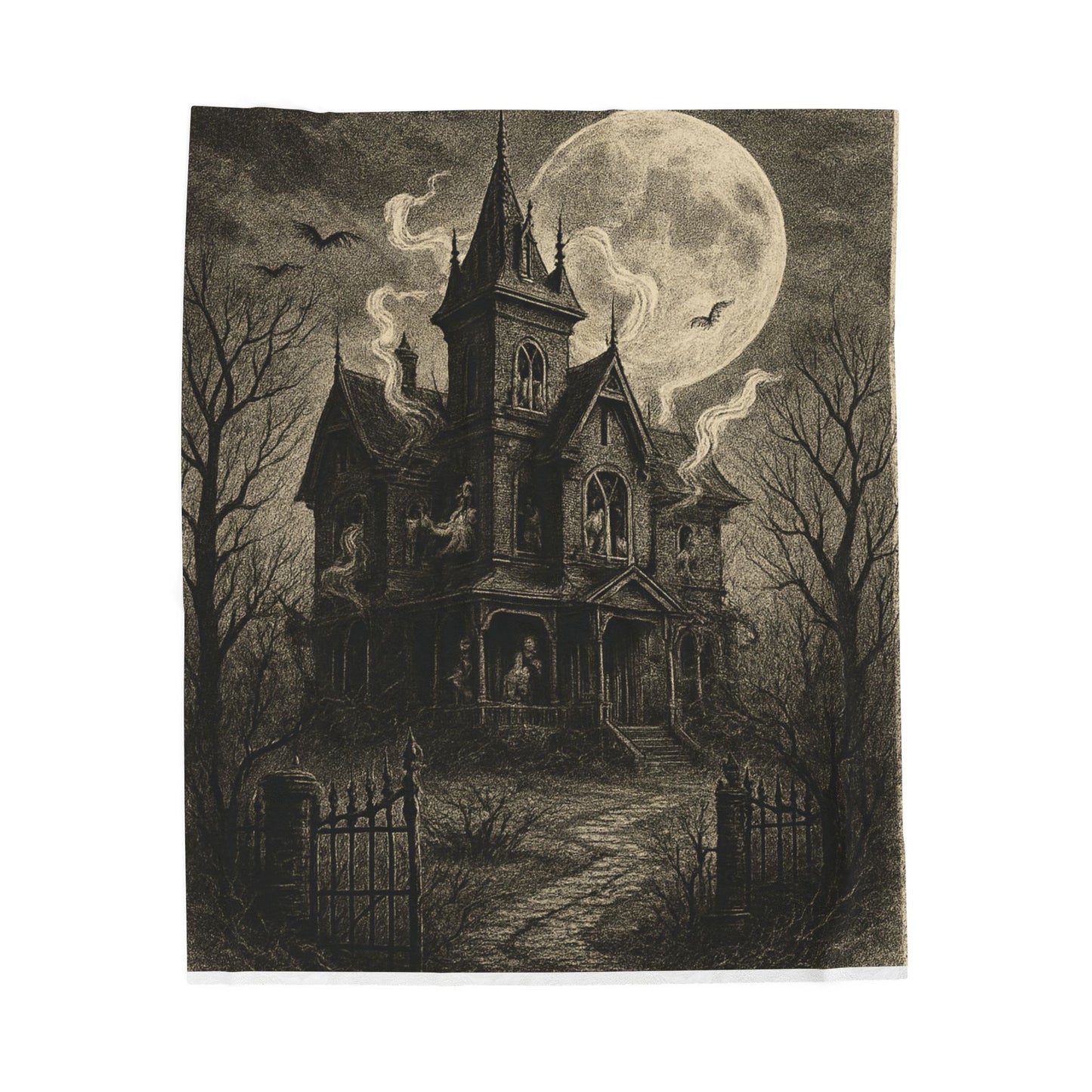 Hauntingly Cozy Velveteen Plush Blanket, Spooky Home Decor, Halloween Gift, Witchy Decor, Cozy Throw for Haunted Nights